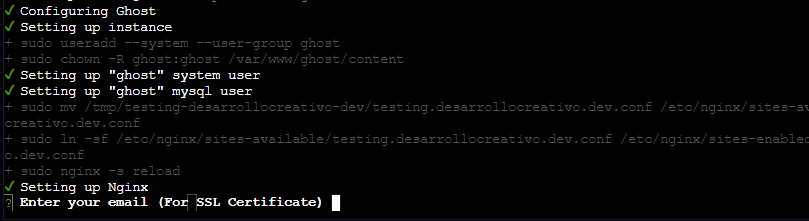Ingresar Email para SSL